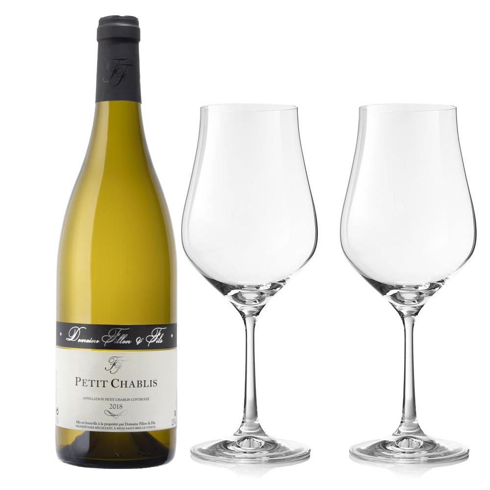 Domaine Fillon Petit Chablis 75cl White Wine And Crystal Classic Collection Wine Glasses